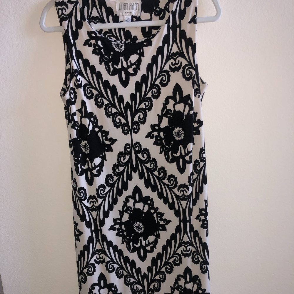 Julian Taylor Black and Crème Floral Dress